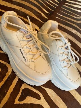Naked Wolfe Cream Chunky Lace-Up Women’s Sneakers 36.5